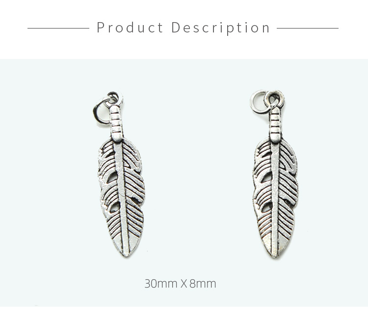 Feather Antique Silver Charm
