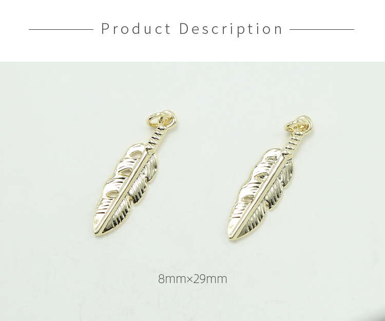 Feather 14K Real Gold Plated Charm