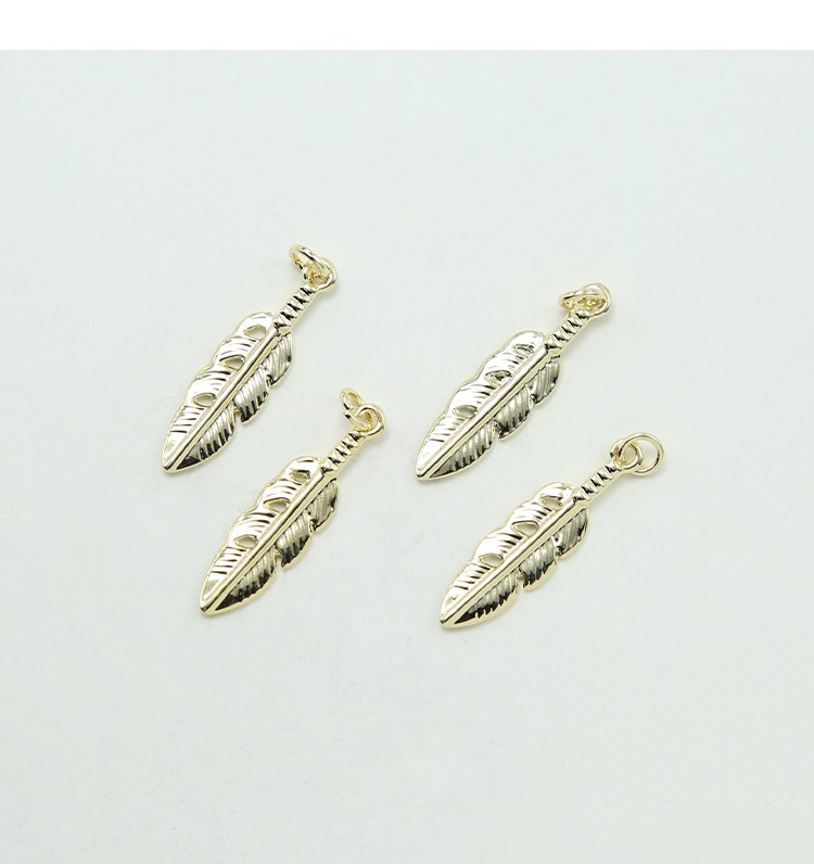 Feather 14K Real Gold Plated Charm