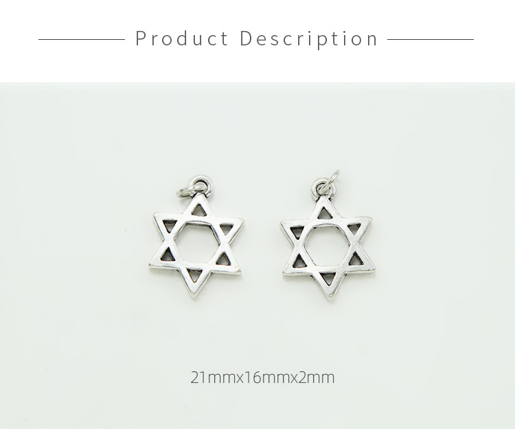 Star Of David Antique Silver Charm