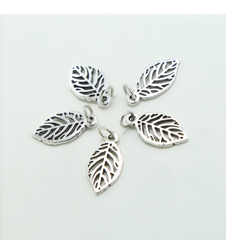 Antique Silver Leaf Charm