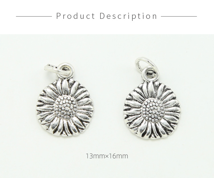 Antique Silver  Sunflower Charm