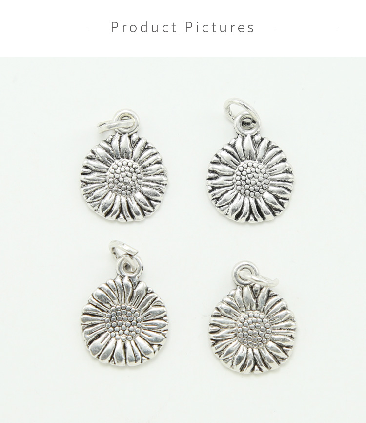 Antique Silver  Sunflower Charm