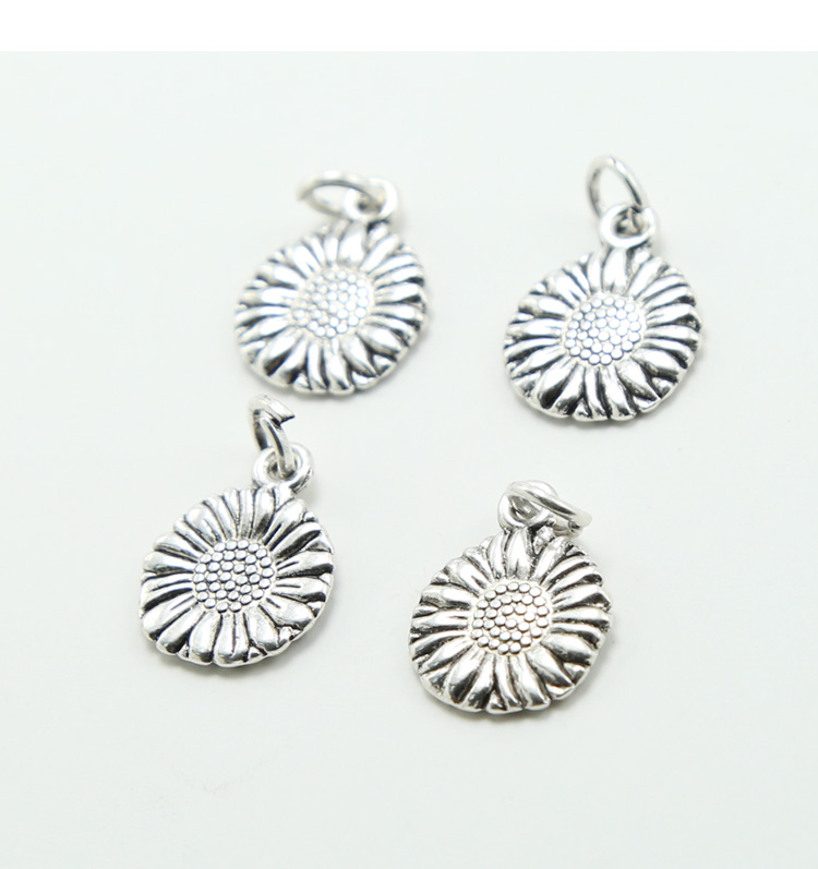 Antique Silver  Sunflower Charm