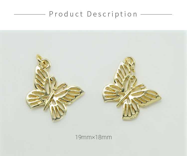 Filigree Butterfly 14K Real Gold Plated Charm