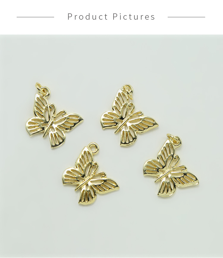 Filigree Butterfly 14K Real Gold Plated Charm