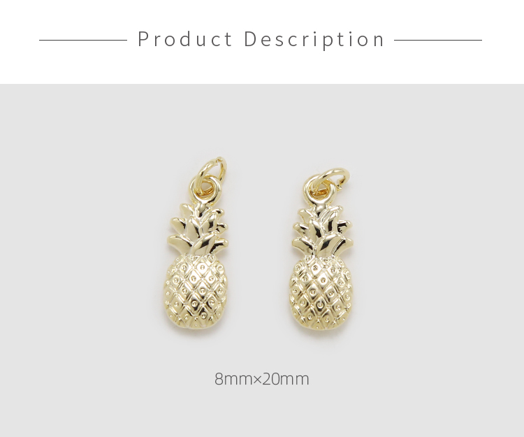 Pineapple 14K Real Gold Plated Charm