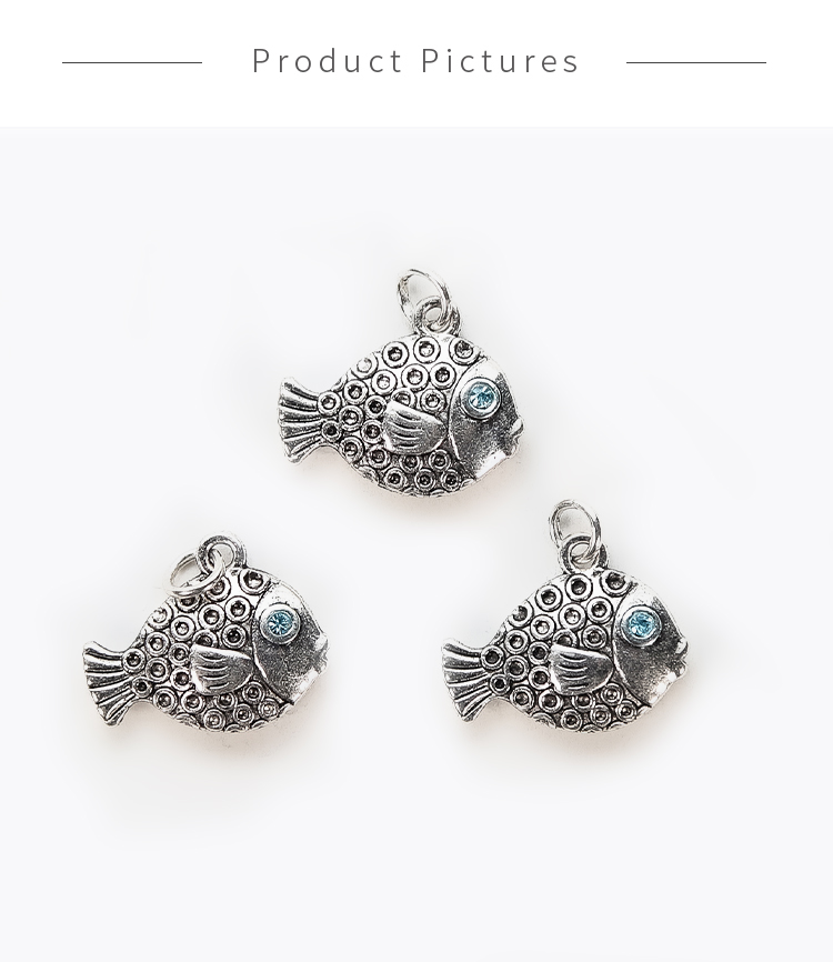 Fish w/Eyes Antique Silver Charm