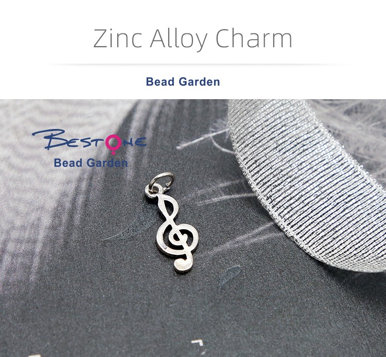 Music Note Antique Silver Charm