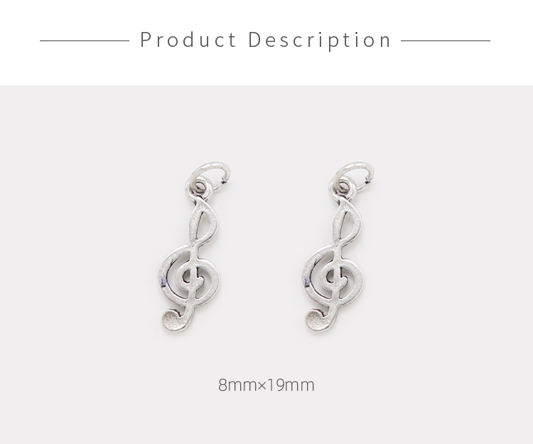 Music Note Antique Silver Charm