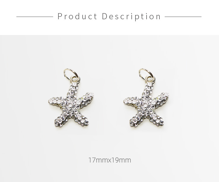 Starfish w/Rhinestones Silver Plated Charm