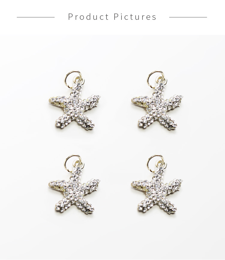 Starfish w/Rhinestones Silver Plated Charm