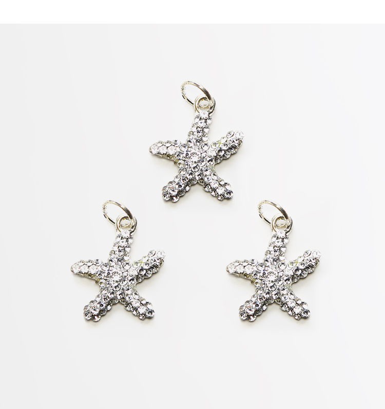 Starfish w/Rhinestones Silver Plated Charm