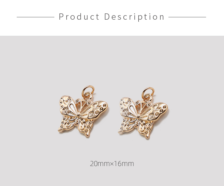 Butterfly 14K Real Rose Gold Plated Charm