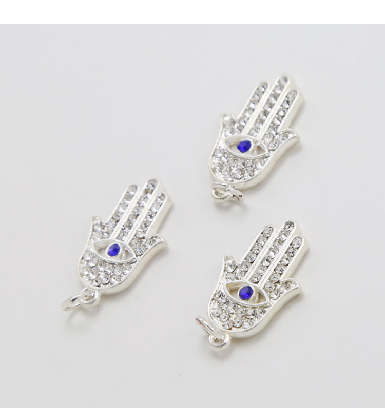 Hamsa Hand w/Rhinestones Silver Plated Charm