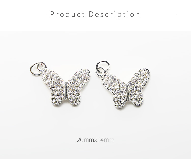 Butterfly w/Rhinestones Silver Plated Charm