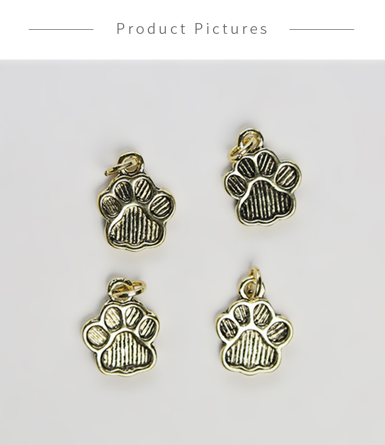 Paw Print 14K Real Antique Gold Plated Charm