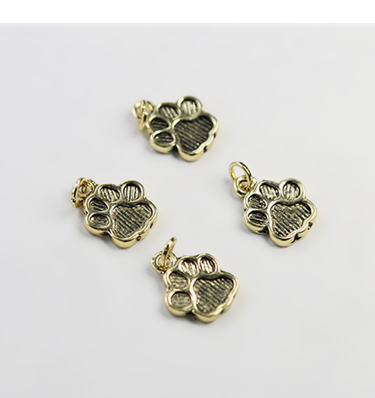 Paw Print 14K Real Antique Gold Plated Charm