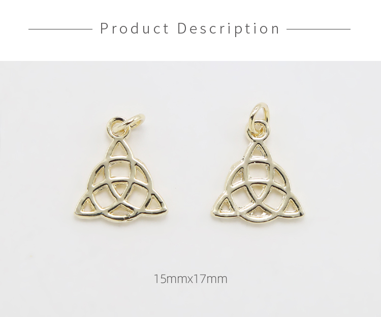 Celtic Triangle 14K Real Gold Plated Charm