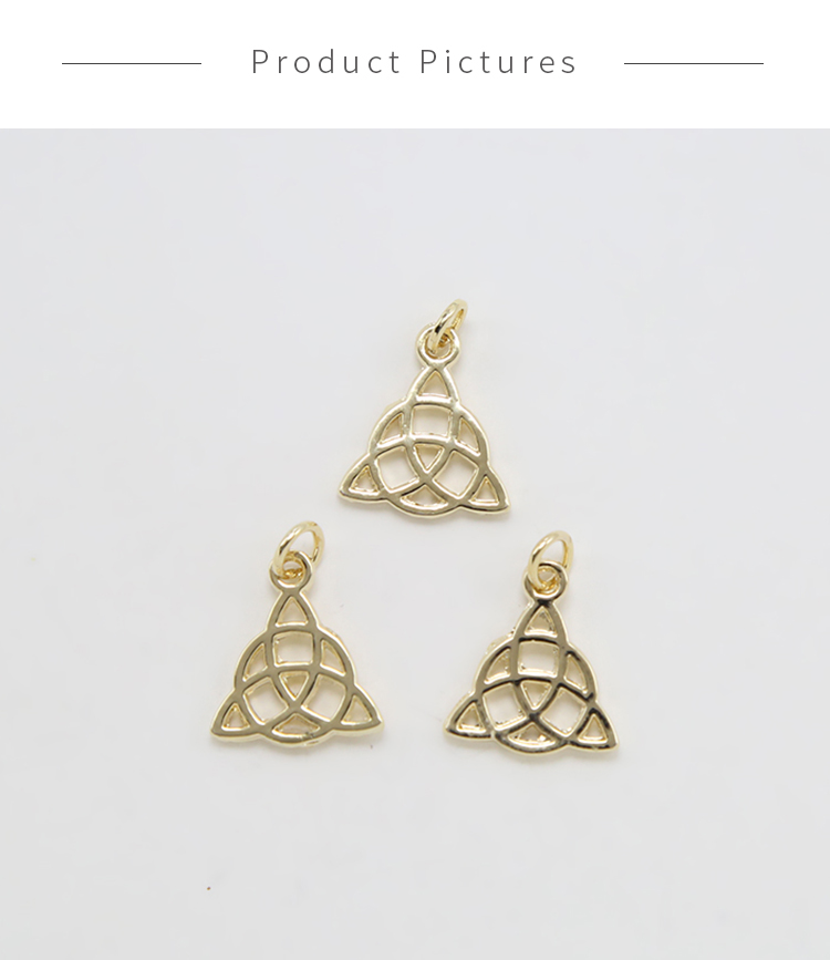 Celtic Triangle 14K Real Gold Plated Charm