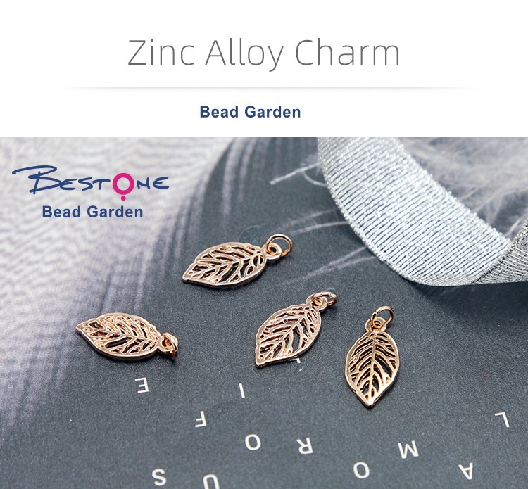 14K Real Rose Gold Plated Leaf Charm