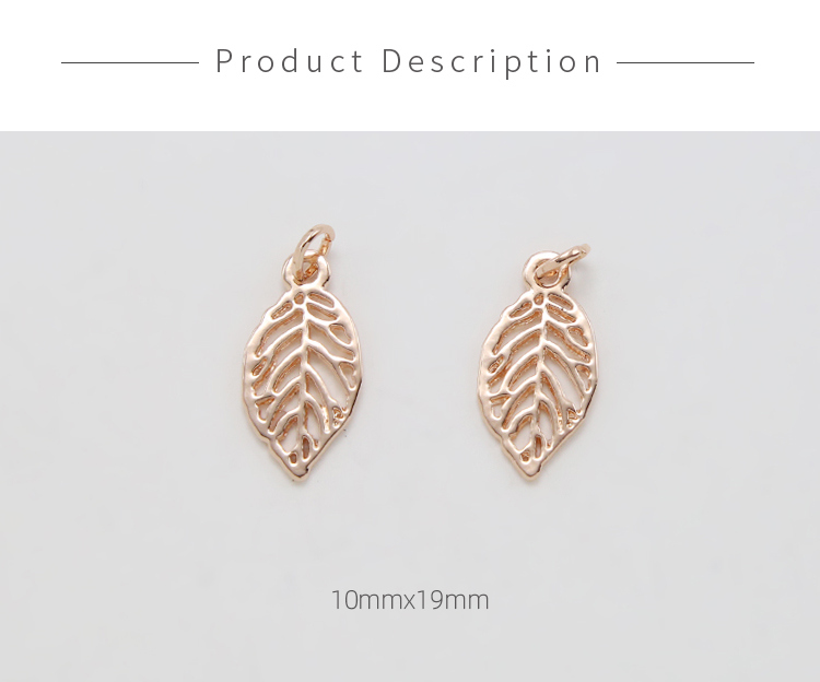 14K Real Rose Gold Plated Leaf Charm