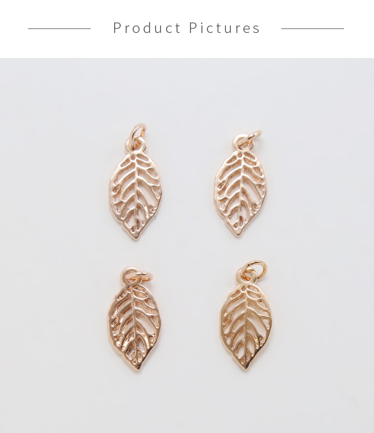 14K Real Rose Gold Plated Leaf Charm