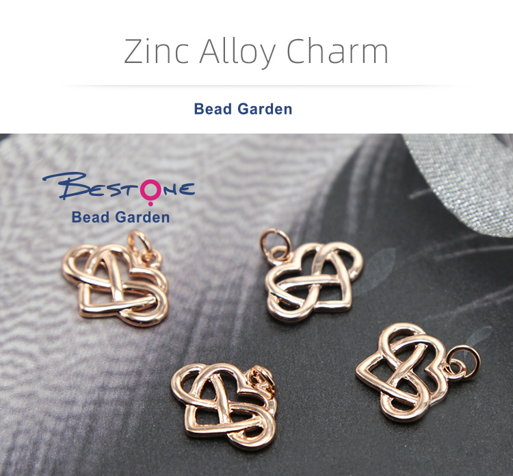 14K Real Rose Gold Plated  Infinite Heart Charm