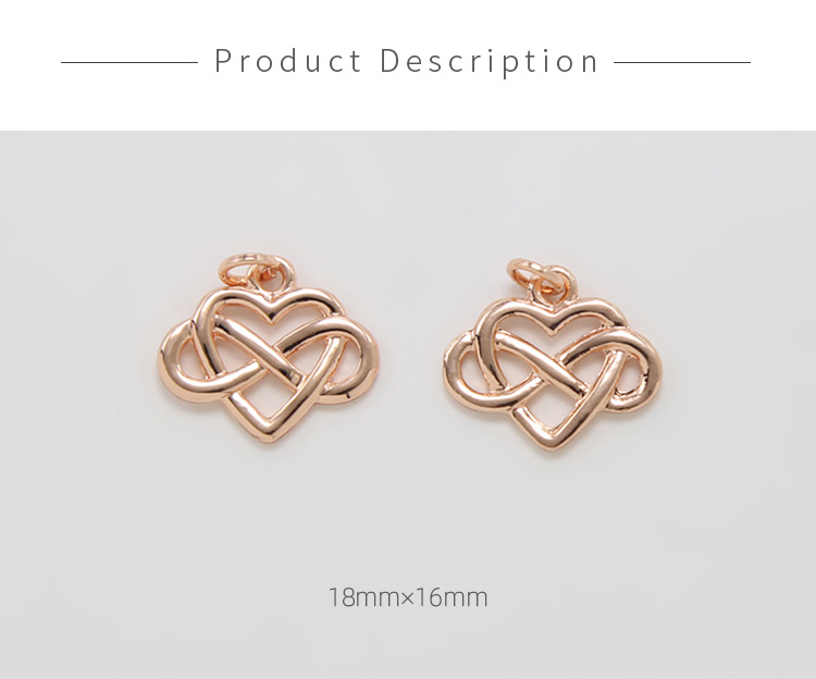 14K Real Rose Gold Plated  Infinite Heart Charm