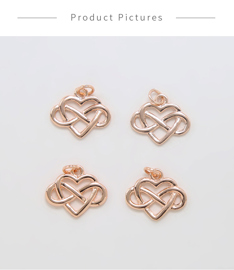 14K Real Rose Gold Plated  Infinite Heart Charm