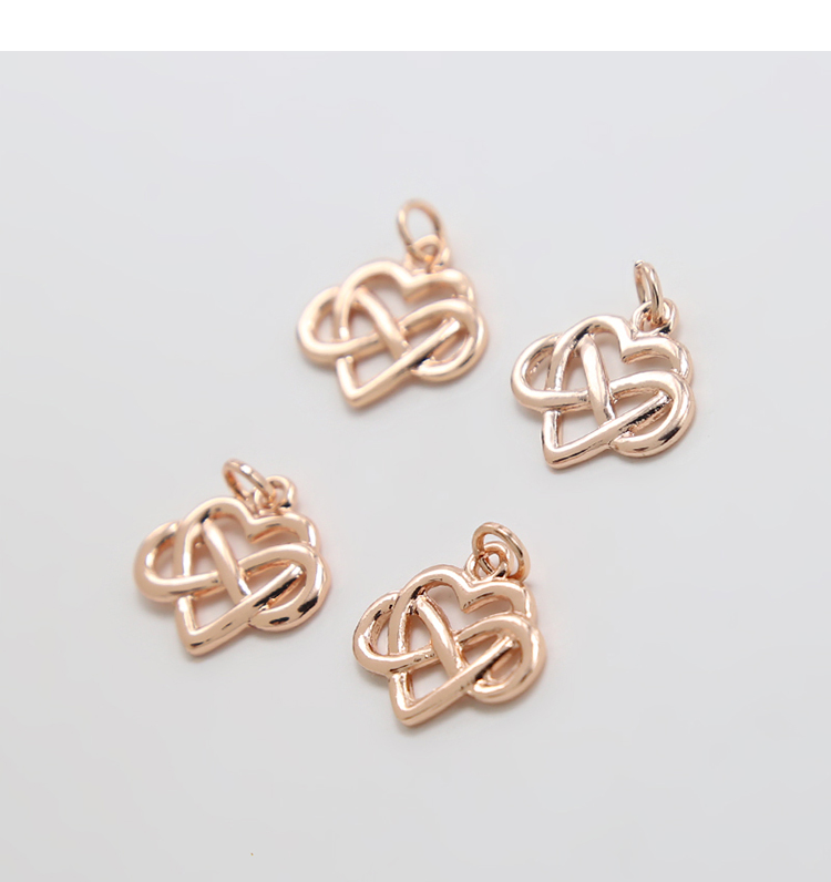 14K Real Rose Gold Plated  Infinite Heart Charm