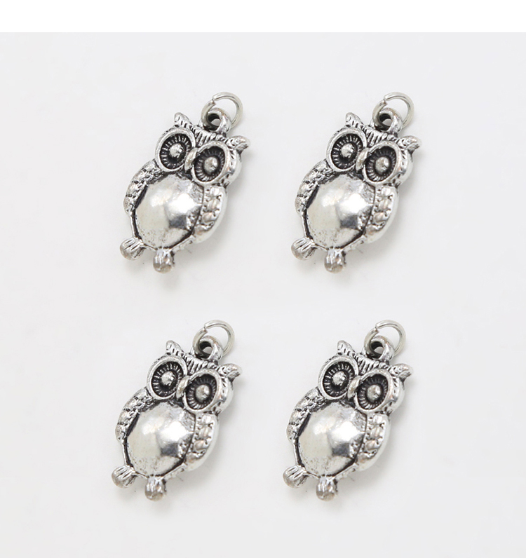 Double Sided Owl Antique Silver Charm