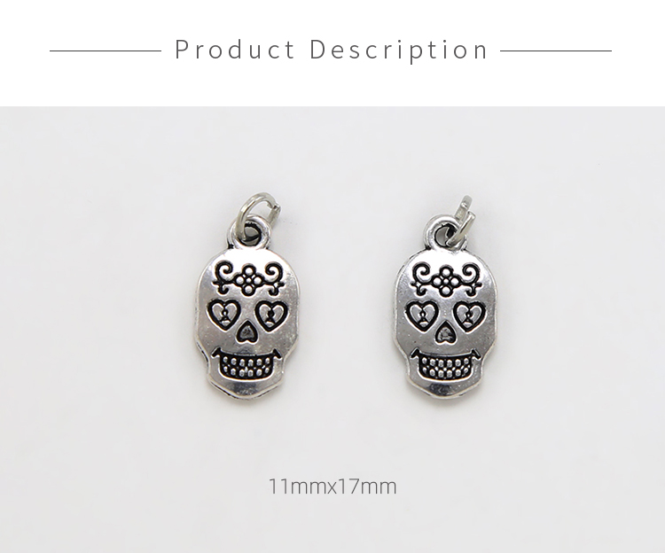 Skull Double Carved Antique Silver Charm