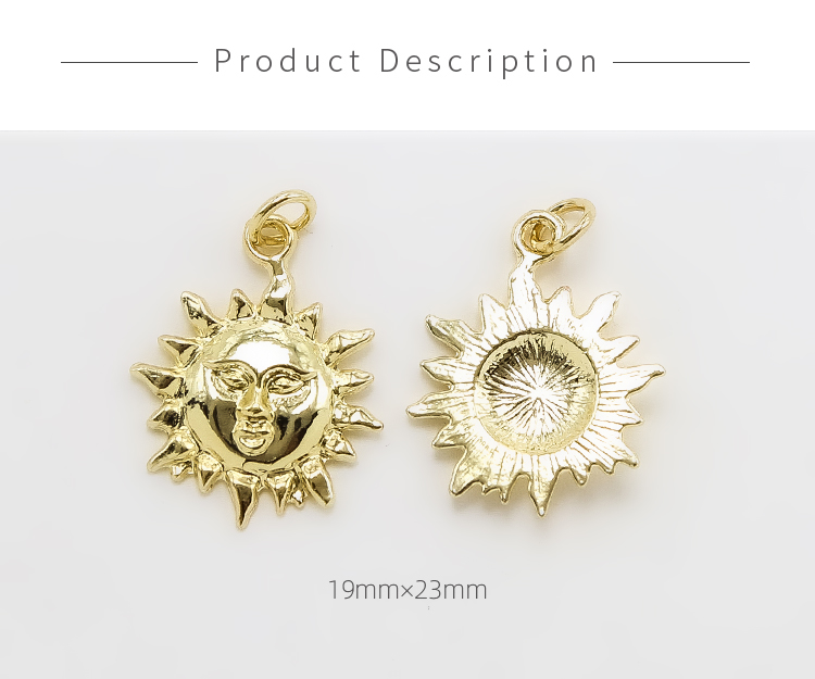 Sun 14K Real Gold Plated Charm