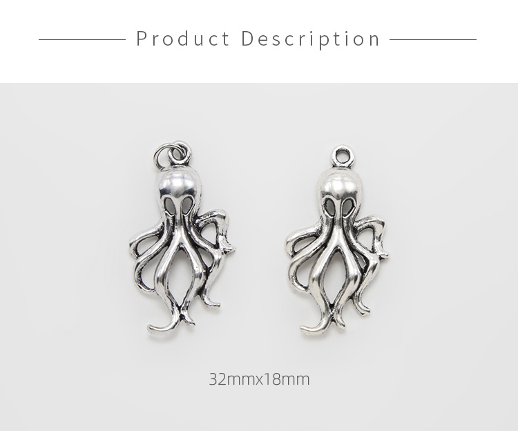 Octopus Antique Silver Charm