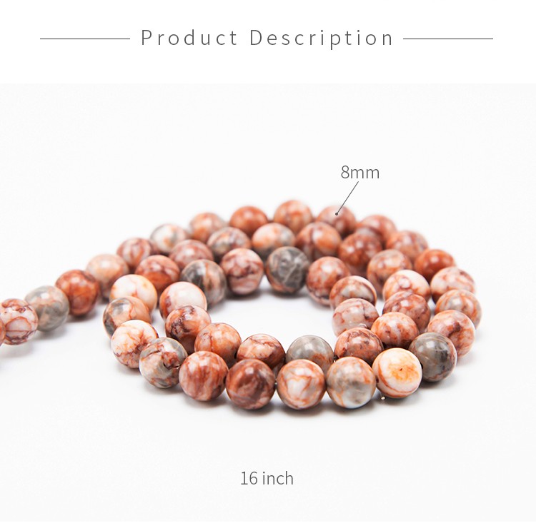 Blood Vein Stone Round Beads