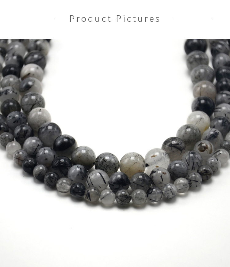 Black Rutilated Quartz Round Beads