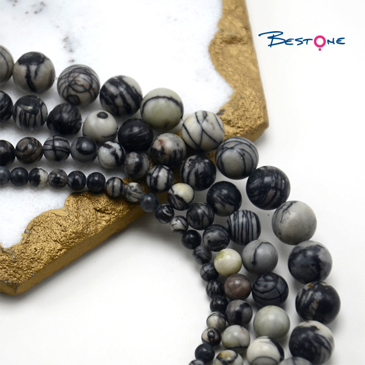 Black Network Round Beads