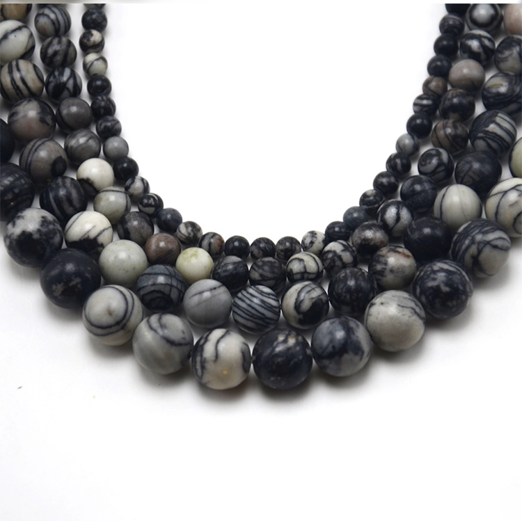 Black Network Round Beads