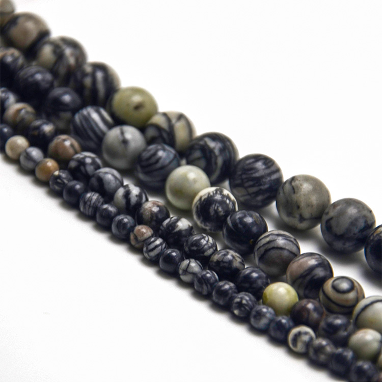 Black Network Round Beads