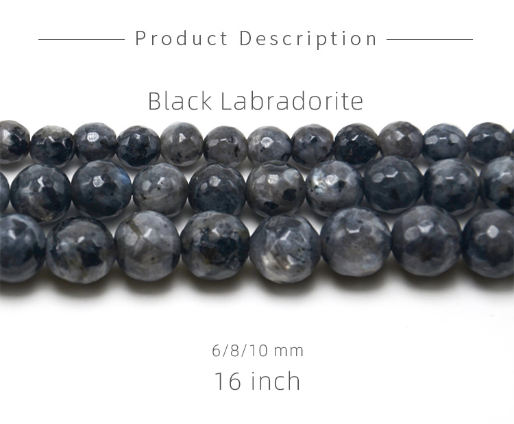 Black Labradorite Faceted Round Beads