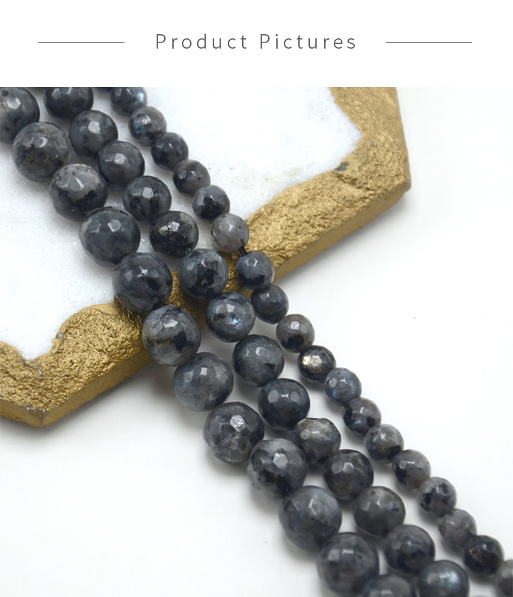 Black Labradorite Faceted Round Beads