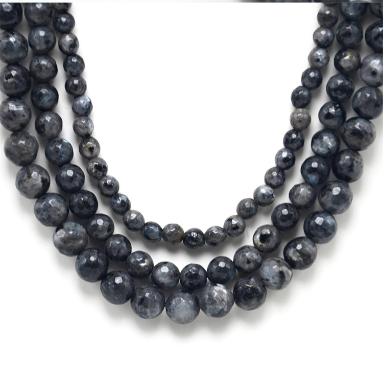 Black Labradorite Faceted Round Beads