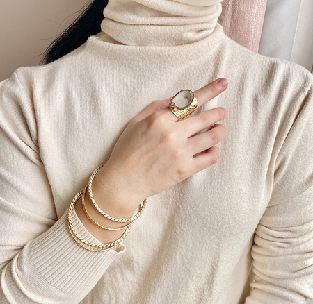 Handmade Natural Agate Druzy Ring