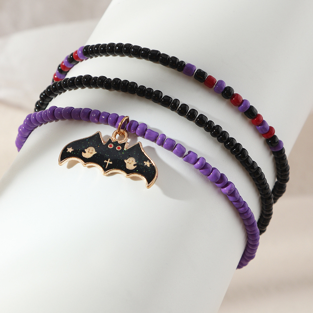 Halloween bracelet with bat ghost pumpkin charms pendants