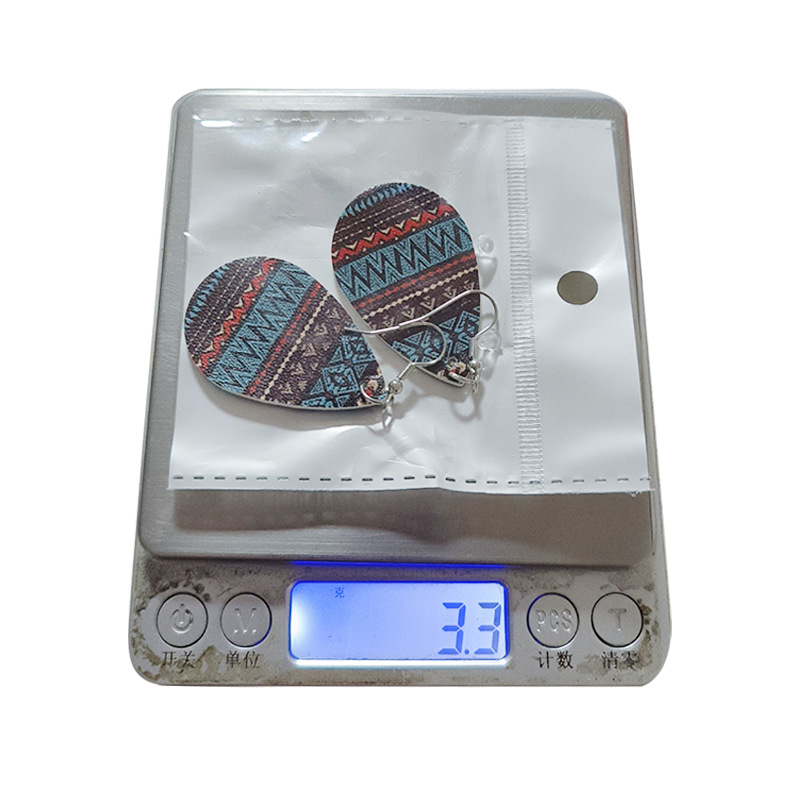 Custom Logo Sublimation Tear Drop Earrings Fashionable PU Leather Design for Bohemian Style Handmade