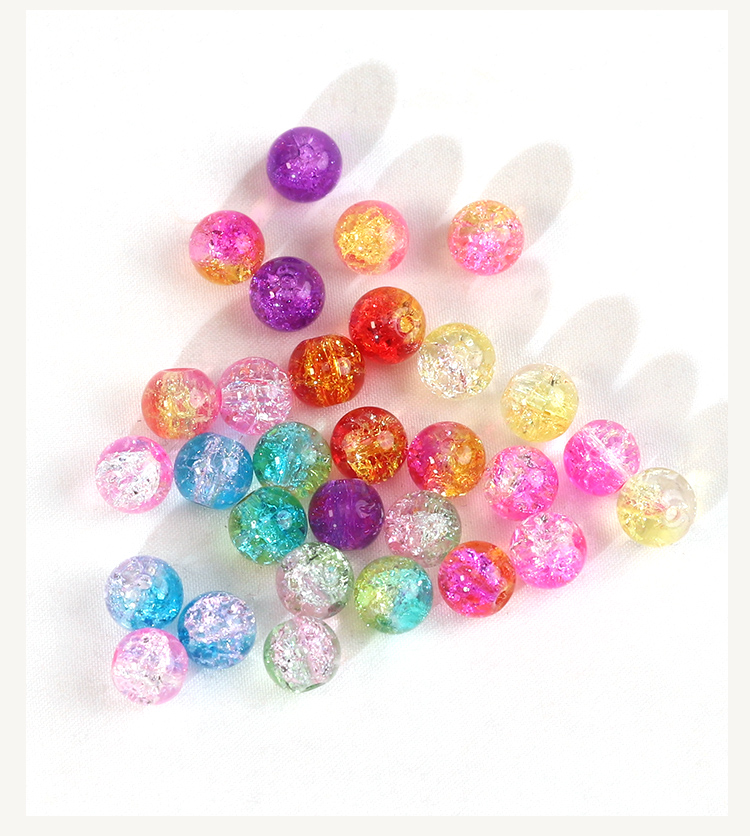 DIY Cracked Glass Bead Kit – Dual-Color 6mm/8mm Beads (450g, Approx. 960pcs) – Transparent PP Storage Box