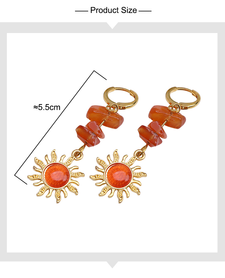 Sunstone Glow Cat Eye Drop Earrings – 5.5cm