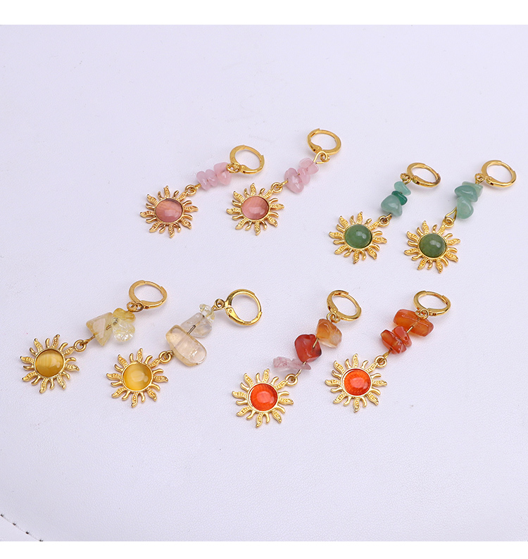 Sunstone Glow Cat Eye Drop Earrings – 5.5cm