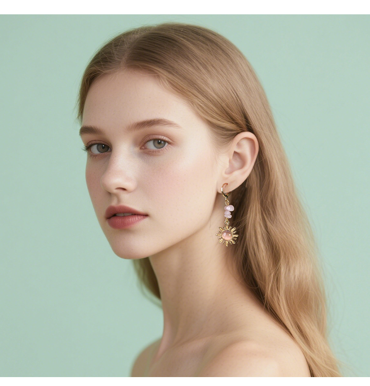 Sunstone Glow Cat Eye Drop Earrings – 5.5cm